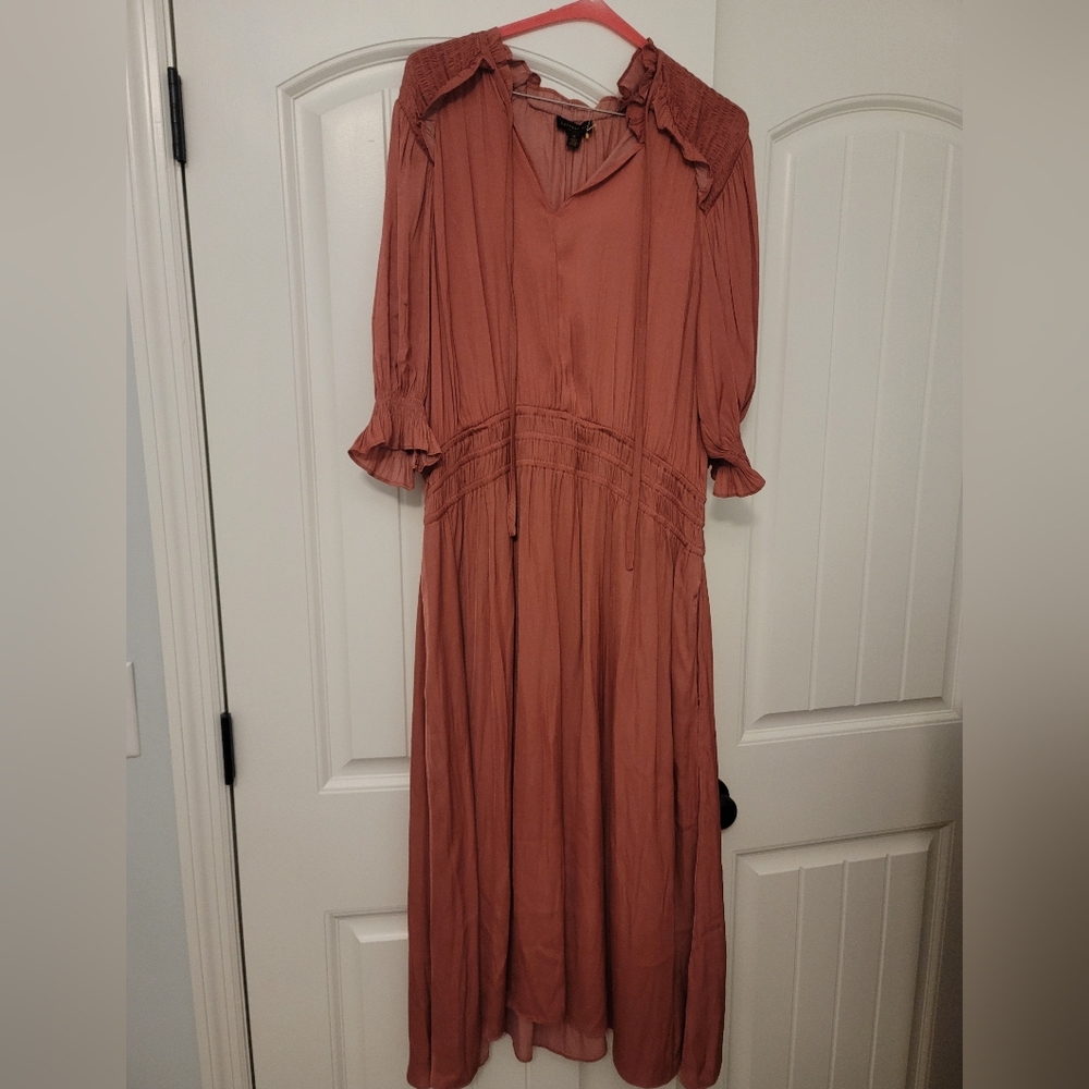Anthropologie Deep Rose/ Pink Silky Dress